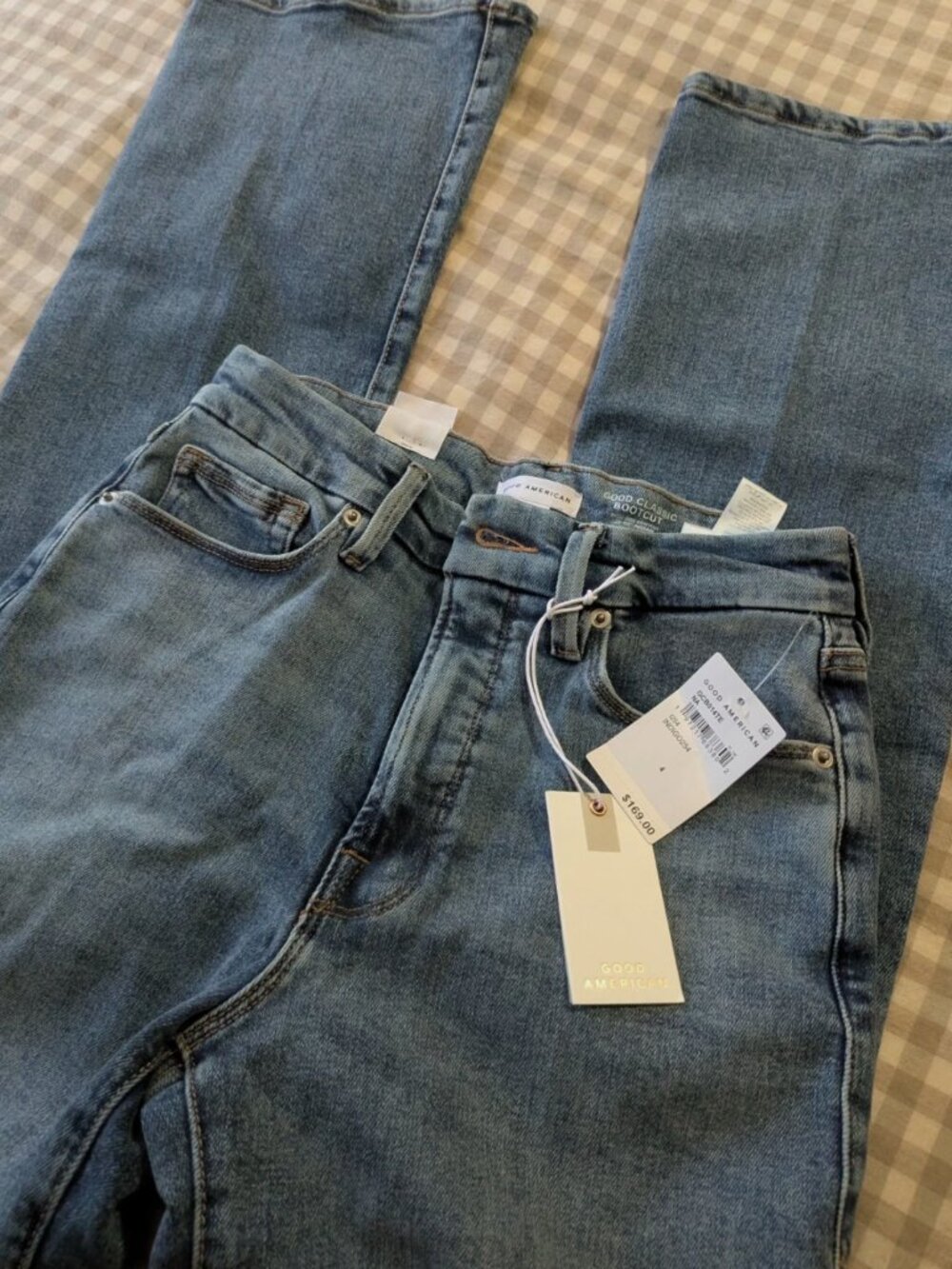 NWT Good American Good Classic Slim Bootcut Jeans Size 4 High Rise 33.5” Inseam - Picture 3 of 5